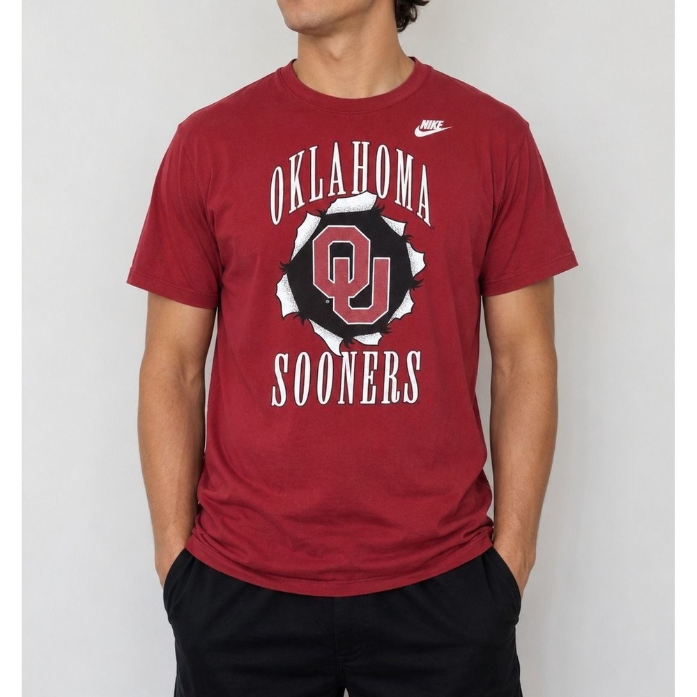 Nike Oklahoma Sooners OU Graphic T-Shirt Red Size Large